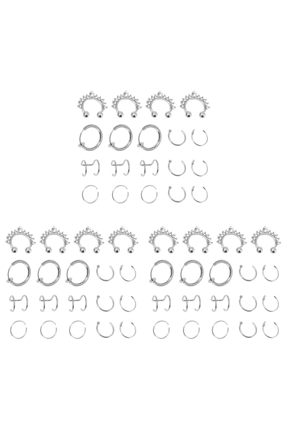 57-Piece Fake Nose Set No Piercing Nose Cuffs Fashionable Nose Jewelry for Women