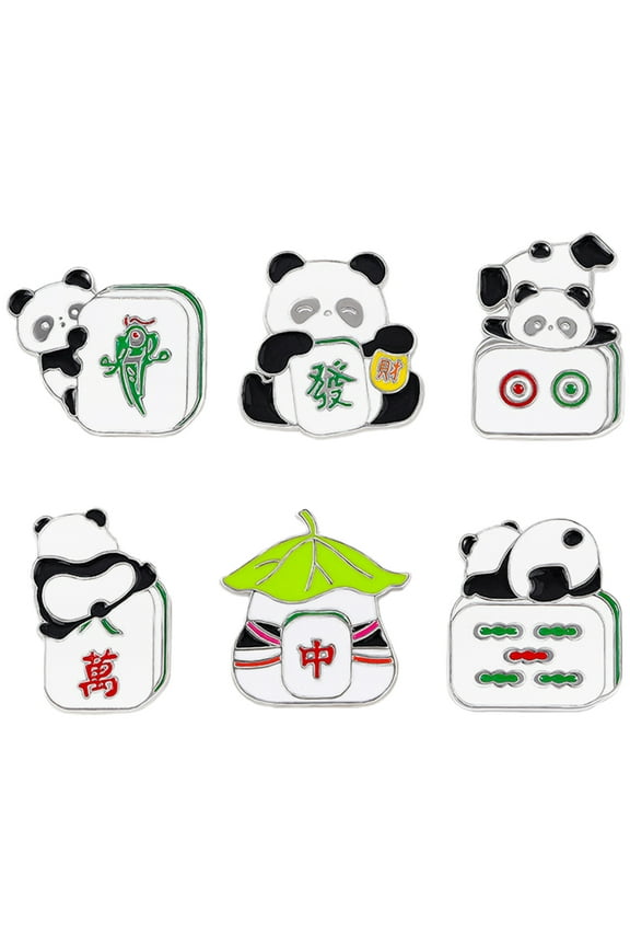 6pcs Panda Brooches Chinese Style Brooches Lapel Pin Decorative Brooch Pins