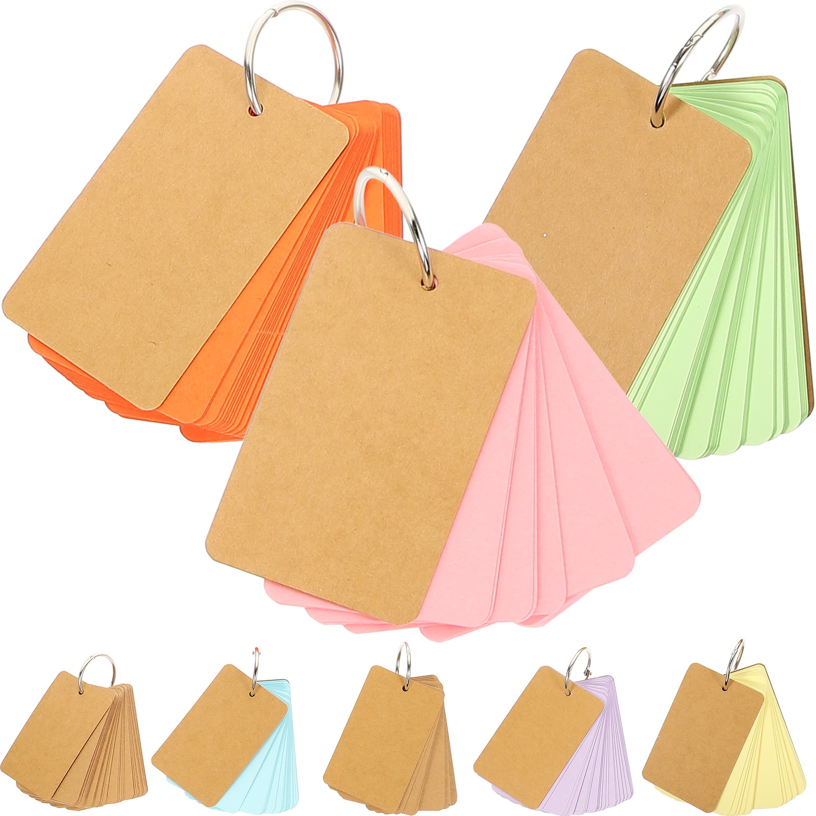 Mutmorningal 8Pcs Flash Cards Blank Index Cards With Ring Brown