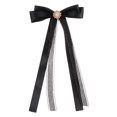 thumbnail image 1 of Mutmorningal Black Pre-Tied Bow Tie Elegant Collar Pin Ribbon Bowtie Clothes Accessory (05), 1 of 10