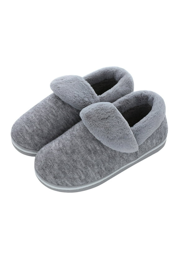 Winter Warm Slippers Cover Heel Slippers Thicken Plush Slippers Skid Resistance Slippers (Grey Size 43-44 for Man)