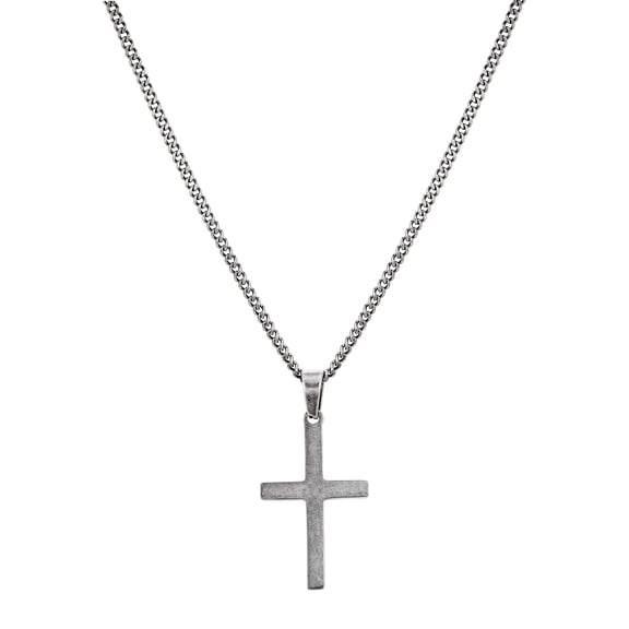 Mutoo Cross Necklace for Men, Stainless Steel Mens Necklace with Cross Pendant, Cross Necklace Simple Jewelry Gift for Men Women, 20”+2”