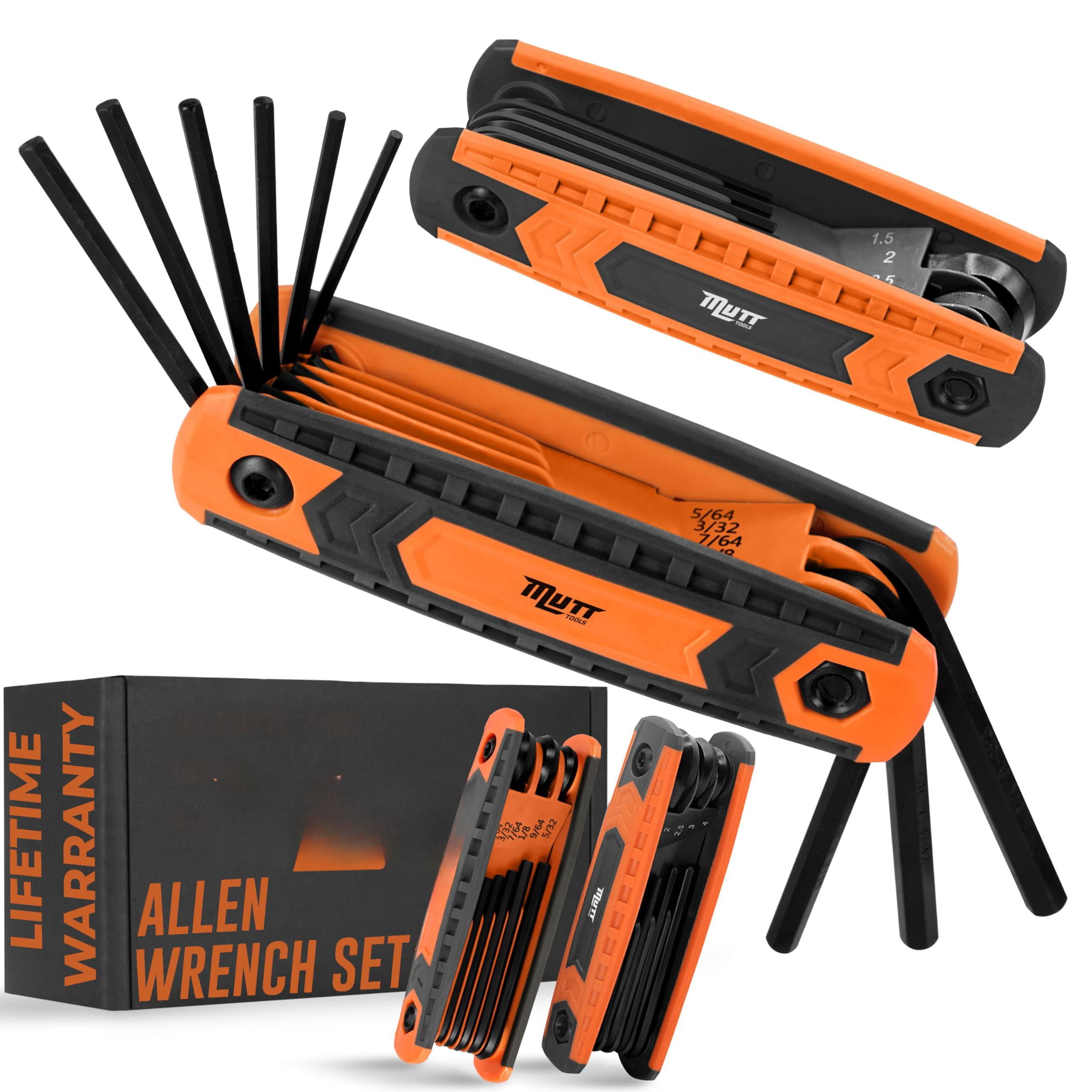 Mutt Tools 17pc Folding Allen Key Set - Sae & Metric Hex Wrench With Color-coding Compact Tool For Bikes  Diy Archery Keys Size Markings