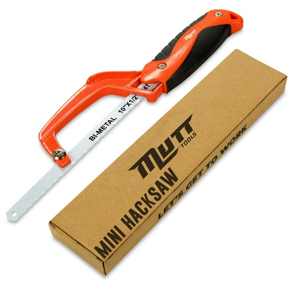 Mutt Tools Mini Hacksaw for Metal with 10-inch Bi-Metal Blade for Precision Cutting - Compatible with 10" and 12" Blades - Small Cutting Saw
