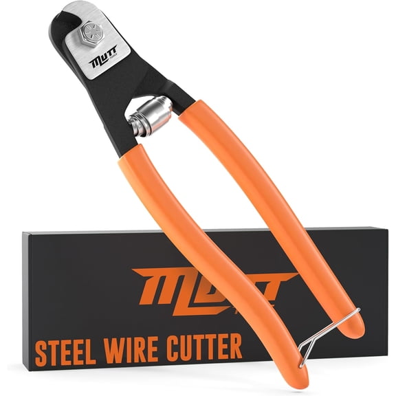 Mutt Tools Steel Cable Cutters Heavy Duty for Wire Rope Cuts Up to 5/32 in Diameter Railing, Bicycle Brake Lines and Trucker Seals
