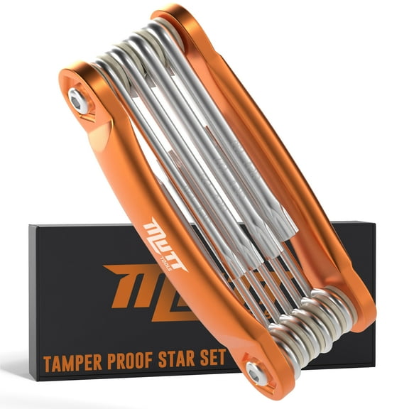 Mutt Tools Tamper Proof Star Wrench Set Folding Security Torx Set with Hole in Middle For Regular and Security Torx Key Screws, Tamper Resistant Star Key Wrench