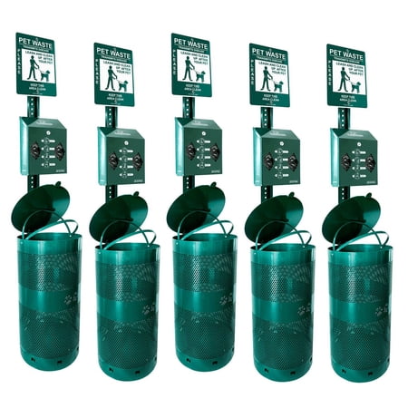 MuttBags 5 Pet Waste Station Combo All in One Pet Waste Solution
