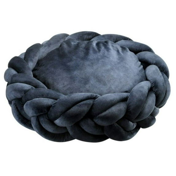 MuttNation Fueled by Miranda Lambert Braided Dog Bed 24" x 6.5" M, Navy Blue