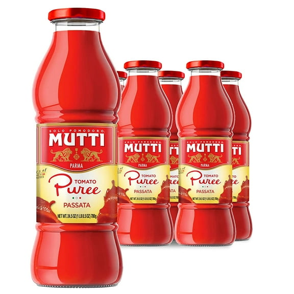 Mutti 24.5 oz. 6 Pack of Tomato Puree (Passata) from Italys #1 Tomato Brand. Sweet and velvety for recipes calling for Pureed Tomatoes.
