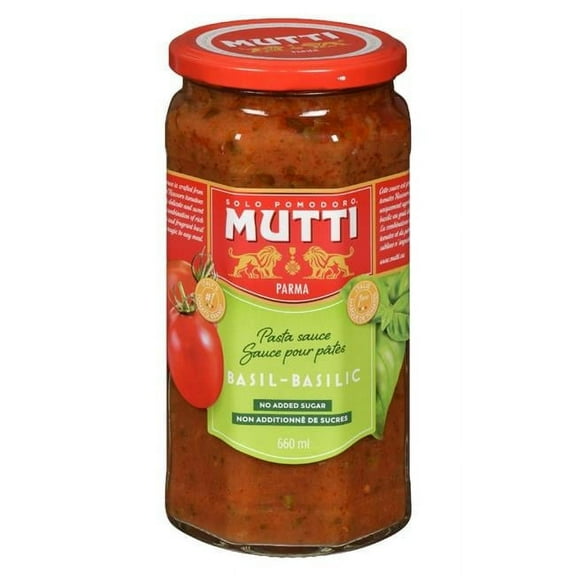Mutti 399267 24 oz Tomato & Basil Pasta Sauce Jar - Pack of 6