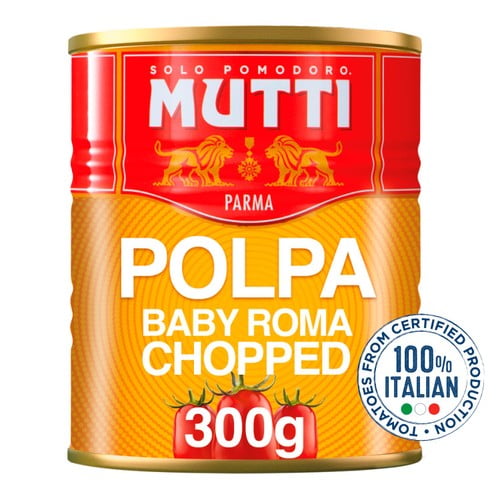 Mutti Baby Plum Italian Chopped Tomatoes - Naturally Sweeter 300g, British Import (Pack of 3)