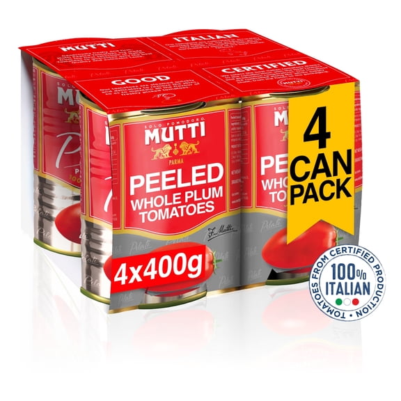 Mutti Peeled Whole Plum Tomatoes 4x400g, Imported from Britain