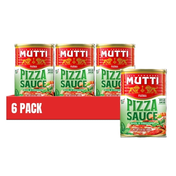 Mutti Pizza Sauce with Basil & Oregano, 14 oz. | 6 Pack | Italys #1 Brand of Tomatoes | Fresh Taste for Cooking | Canned Sauce | Vegan Friendly & Gluten Free | No Additives or Preservatives