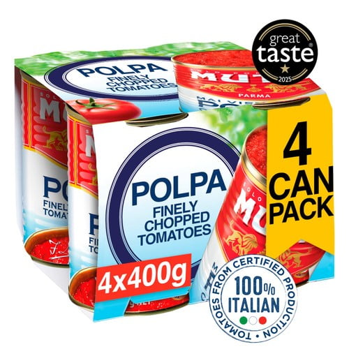 Mutti Polpa Finely Chopped Italian Tomatoes 4 x 400g, British Import (Pack of 2)