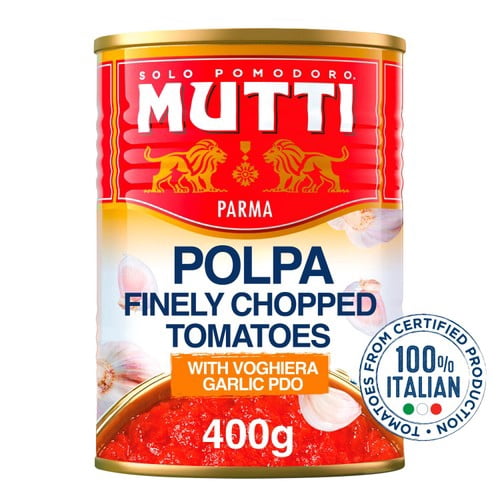 Mutti Polpa Finely Chopped Italian Tomatoes & Garlic 400g, British Import (Pack of 3)