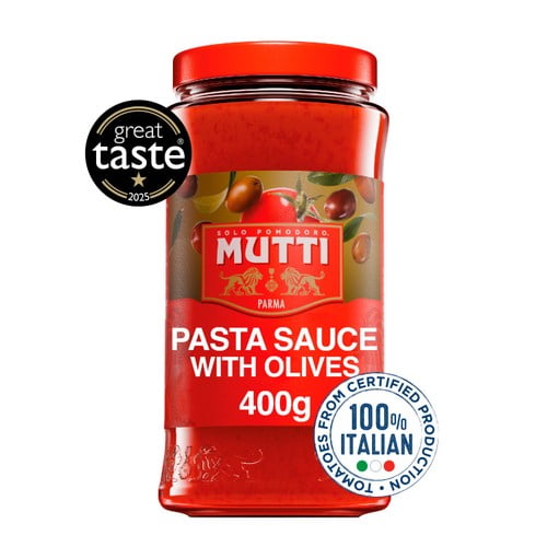 Mutti Tomato & Olive Pasta Sauce No Added Sugar 400g, British Import (Pack of 2)