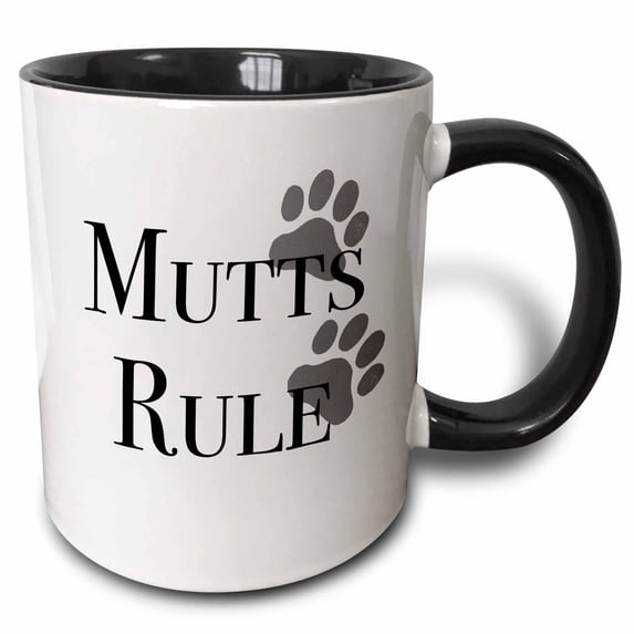 3drose, Mutts Rule, 11oz Two-tone Black Mug