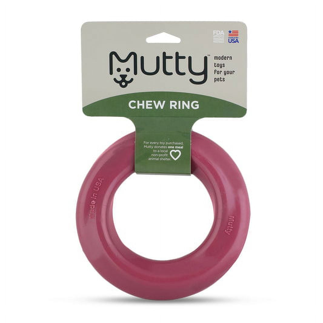 Mutty Dog Chew Ring Made in USA Dog Toys for Chewers One Meal Donated to Shelters per Toy Durable Rubber Puppy and Adult Dog Toy Non Toxic