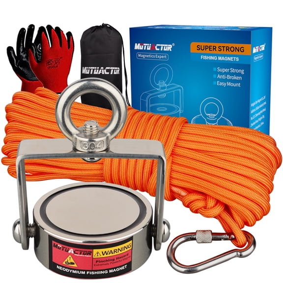 MUTUACTOR Fishing Magnet Double Sides Rotatable Combined 800lb Magnetic of Retrieving Treasure in Rivers