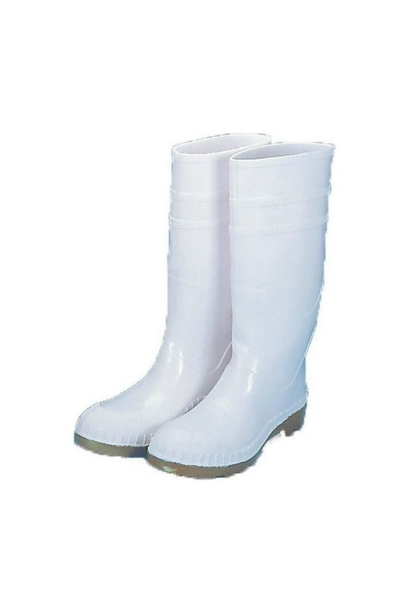 16" PVC Sock Boots With Plain Toe White Size 7 14504-1-7