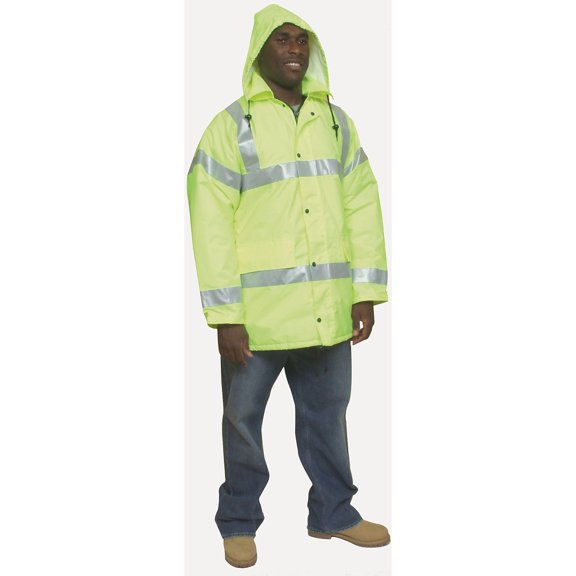 Mutual Industries High Visibility Long Sleeve Jacket ANSI Class R3 Lime Large (16370-138-3)