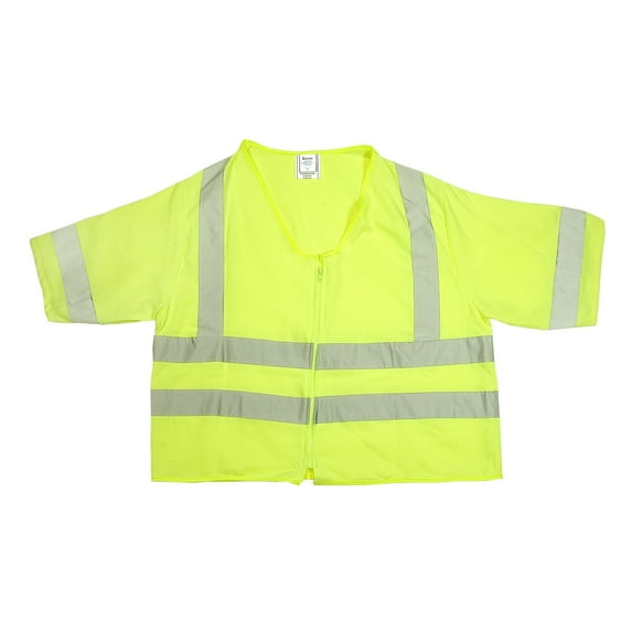 Mutual Industries High Visibility Short Sleeve Safety Vest ANSI Class R3 Lime Large (80061-0-103)