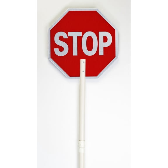 Mutual Industries Reflective "STOP"/"SLOW" Temporary Traffic Control Sign Paddle 24" x 24" Plastic