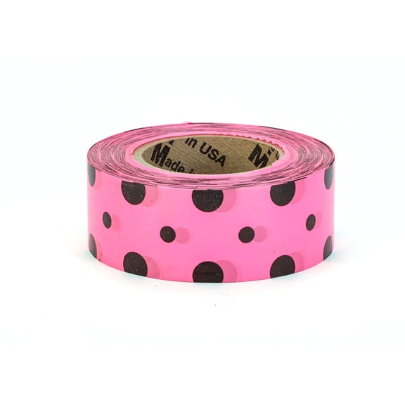 Mutual Industries Ultra Standard Flagging Tape 1 3/16" x 100 yds. Pink/Black Dot 12/Box