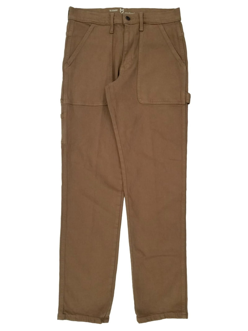 Mutual Weave Mens Brown Straight Leg Utility Jeans Carpenter Pants
