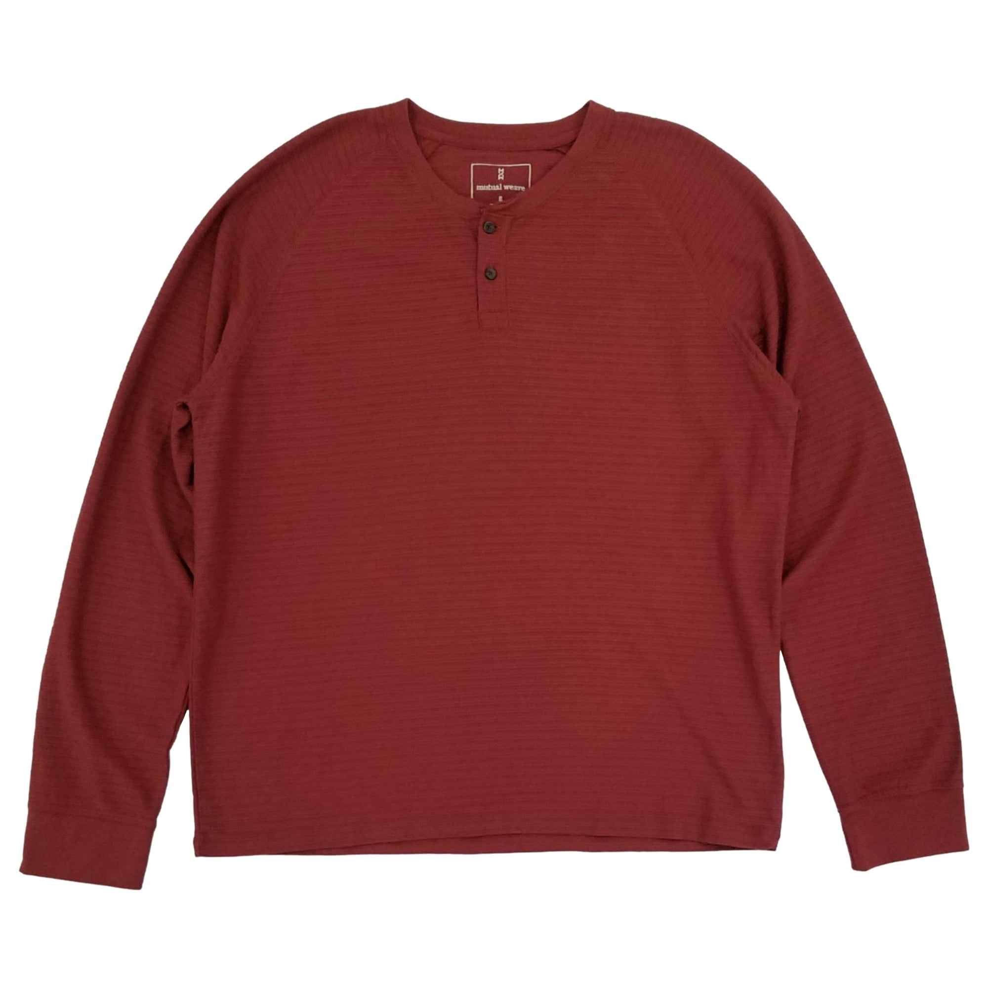 Mutual Weave Mens Crimson Red Long Sleeve Ribbed Henley Mutual Weave Mens Crimson Red Long Sleeve Ribbed Henley