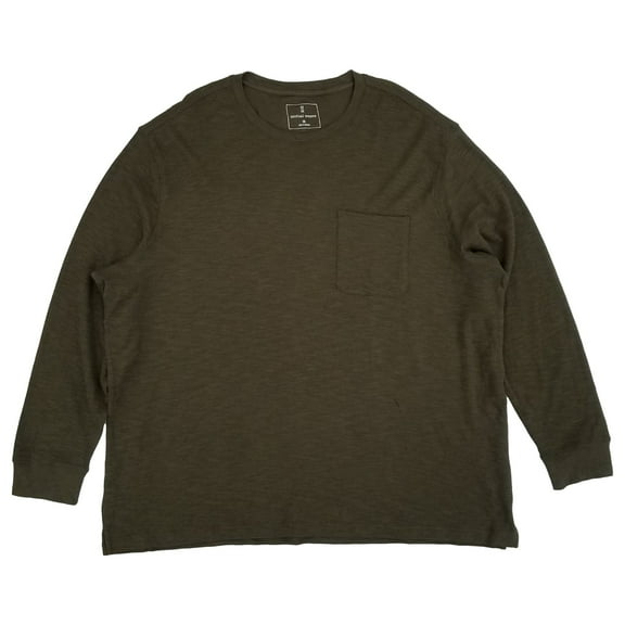 Mutual Weave Mens Dark Olive Green Long Sleeve Pocket Tee 3XL