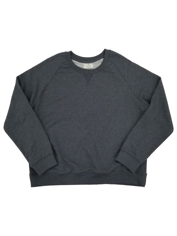 Mens Gray Heather Long Sleeve Raglan Crew Neck Sweatshirt XL