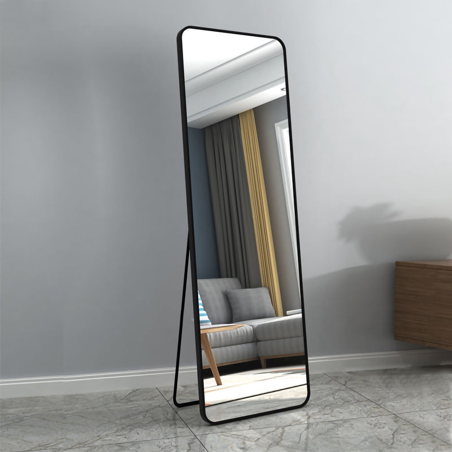 Mutural Long Stand Alone 65''*22'' R Angle Bracket Full Length Mirror ...