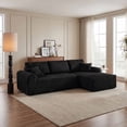 thumbnail image 1 of Muumblus 109" Oversized L-Shaped Modular Sectional Sofa with Movable Chaise, Boneless Corduroy Cloud Couch for Living Room, Black (Right Facing Chaise), 1 of 5