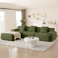 thumbnail image 1 of Muumblus 113" L-Shaped Modular Sectional Sofa, Oversized Corduroy Cloud Couch for Living Room, Green, 1 of 10