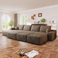 thumbnail image 1 of Muumblus 135" Cloud Sectional Sofa with Left Chaise, Oversized Cozy Modular Sofa with 3 Ottomans, Plush Corduroy Sleeper Bed Couch, No Assembly Required, Camel, 1 of 9