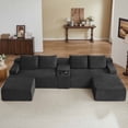 thumbnail image 1 of Muumblus 140" Oversized Modular Sectional Sofa with Storage Console & 2 Ottomans, U-Shaped Boneless Cloud Couch for Living Room, Gray Corduroy, 1 of 5