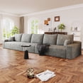 thumbnail image 1 of Muumblus 168" Cloud Sectional Sofa, Cozy 5-Seater Modular Sofa, Plush Corduroy Sleeper Bed Couch, No Assembly Required, Gray, 1 of 9