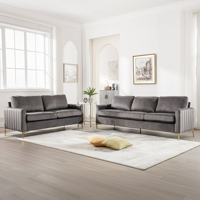 Grey two and three seater sofas discount