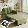 thumbnail image 1 of Muumblus 3-in-1 Convertible Chair Bed, 80" Extra Long Sleeper Lounge Chair with USB & Storage, Pull Out Sofa Bed for Living Room, Apt., Green Chenille, 1 of 9