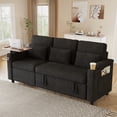 thumbnail image 1 of Muumblus 3-in-1 Convertible Sectional Sleeper Sofa with Recliner, Side Table & USB, 3-Seater Pull Out Couch Bed for Living Room, Black Chenille, 1 of 9
