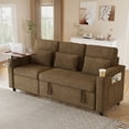 thumbnail image 1 of Muumblus 3-in-1 Convertible Sectional Sleeper Sofa with Recliner, Side Table & USB, 3-Seater Pull Out Couch Bed for Living Room, Khaki Chenille, 1 of 9