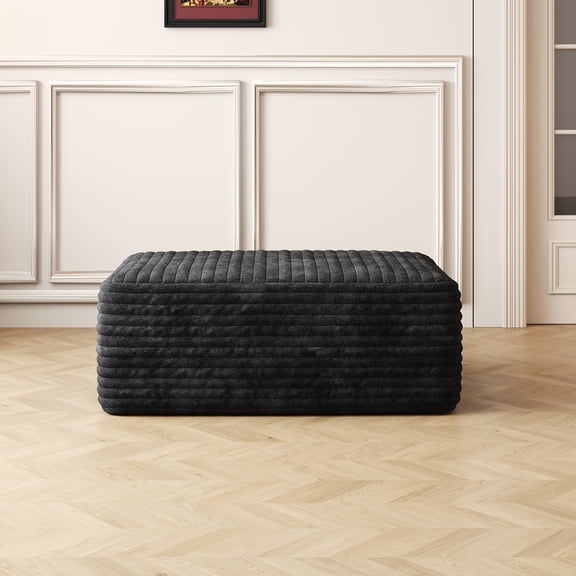 Muumblus 37.4" Sofa Ottoman, No Assembly Required, Black Corduroy