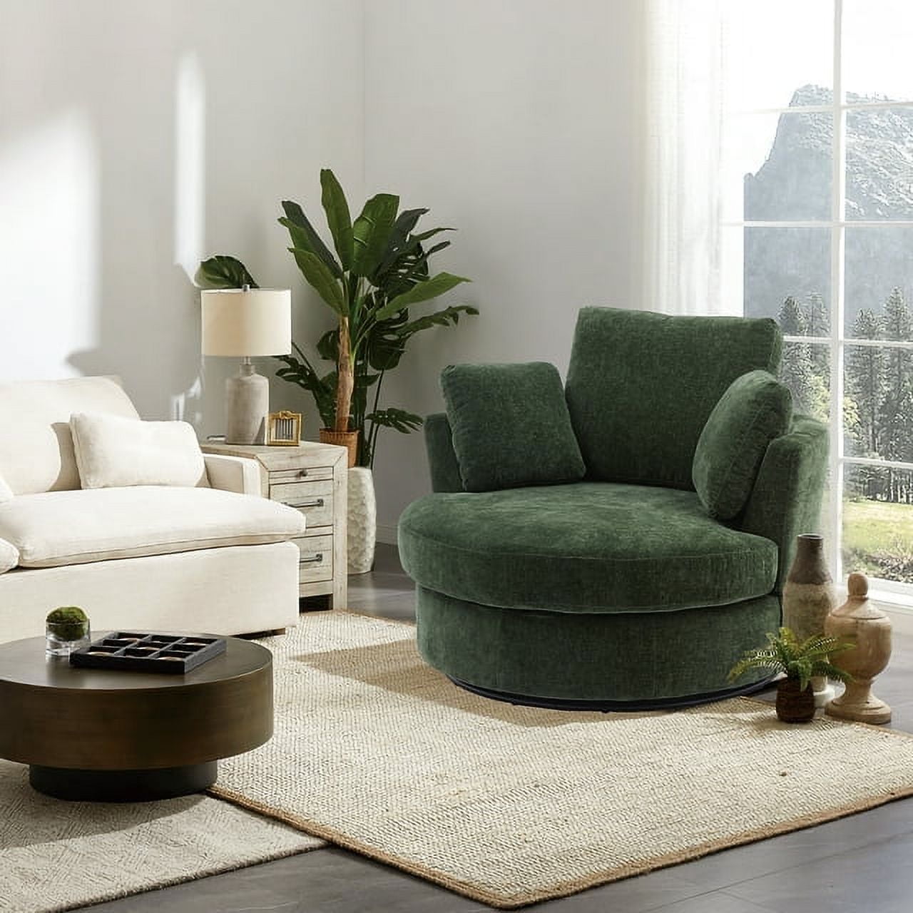 "Muumblus 42.2""W Chenille Swivel Chair, Modern Oversized Armchair