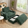 thumbnail image 1 of Muumblus 42" Chaise Lounge Indoor, Accent Armchair with Storage Ottoman & Armrests, Oversized Lounge Chair Sleeper Chair for Living Room, Green Faux Rabbit Fur, 1 of 12