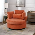 thumbnail image 1 of Muumblus 42"W Chenille Swivel Accent Barrel Chair, Modern Oversize Armchair Comfy Round Reading Chairs for Bedroom Living Room, Orange Red, 1 of 6