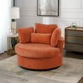 thumbnail image 1 of Muumblus 42"W Chenille Swivel Accent Barrel Chair, Modern Oversize Armchair Comfy Round Reading Chairs for Bedroom Living Room, Orange Red, 1 of 6