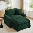 thumbnail image 1 of Muumblus 46" Accent Chair with Ottoman, Oversized Indoor Lounge Chair, Corduroy Sofa Armchair with Footstool, Green, 1 of 10