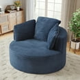 thumbnail image 1 of Muumblus 48.8" Oversized Accent Barrel Chair, Fluffy Round Lazy Sofa Chair for Adults, No Assembly Required, Blue Corduroy, 1 of 10