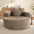 thumbnail image 1 of Muumblus 54" Oversized Round Indoor Chaise Lounge Chair, Boneless Cloud Couch, No Assembly Required, Floor Sofa Chair for Living Room, Brown, 1 of 9